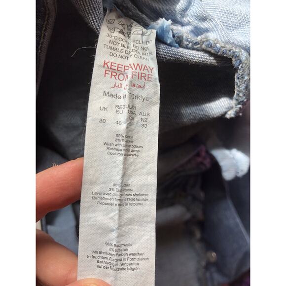 Boohooman Womens Denim 30 Skinny Stretch All Over Ripped Jeans Distressed NEW - Picture 9 of 10